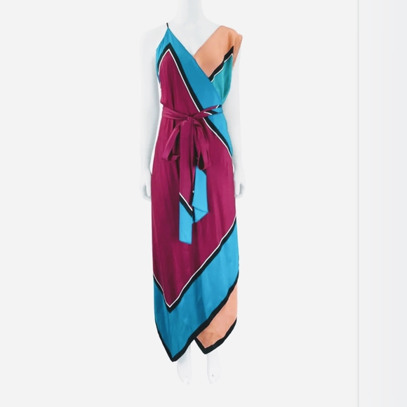 Diane Von furstenburg asemetric multicolor wrap dress. New - Picture 1 of 9